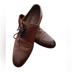 Calvin Klein CM Jack Dress Cap Toe Oxford Brown Faux Leather Shoe